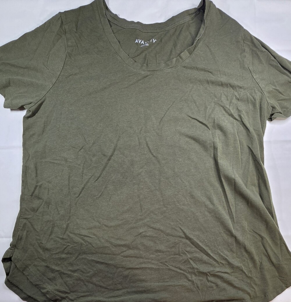Ava & Viv Women's Short Sleeve V-Neck T-Shirt Dark Green XL  Sku 0324